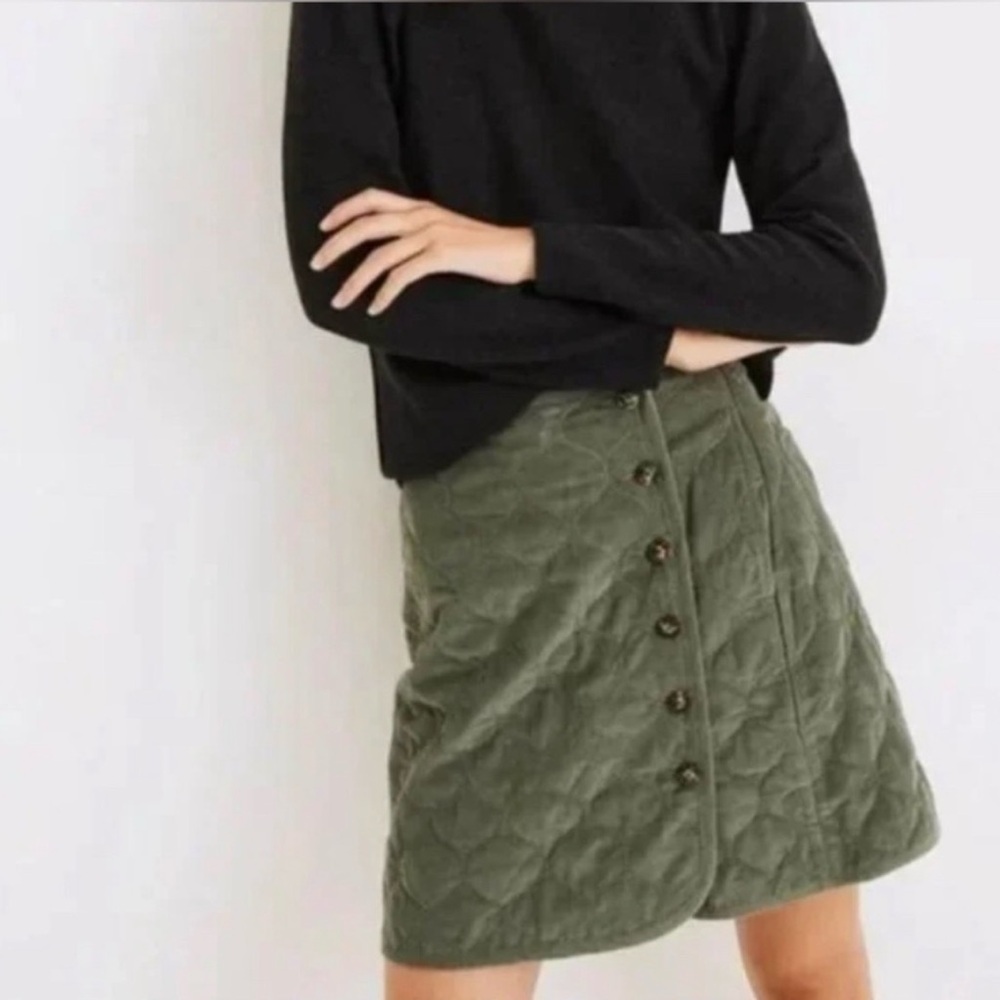 Madewell Dark Green Quilted Button Skirt - Picture 4 of 4